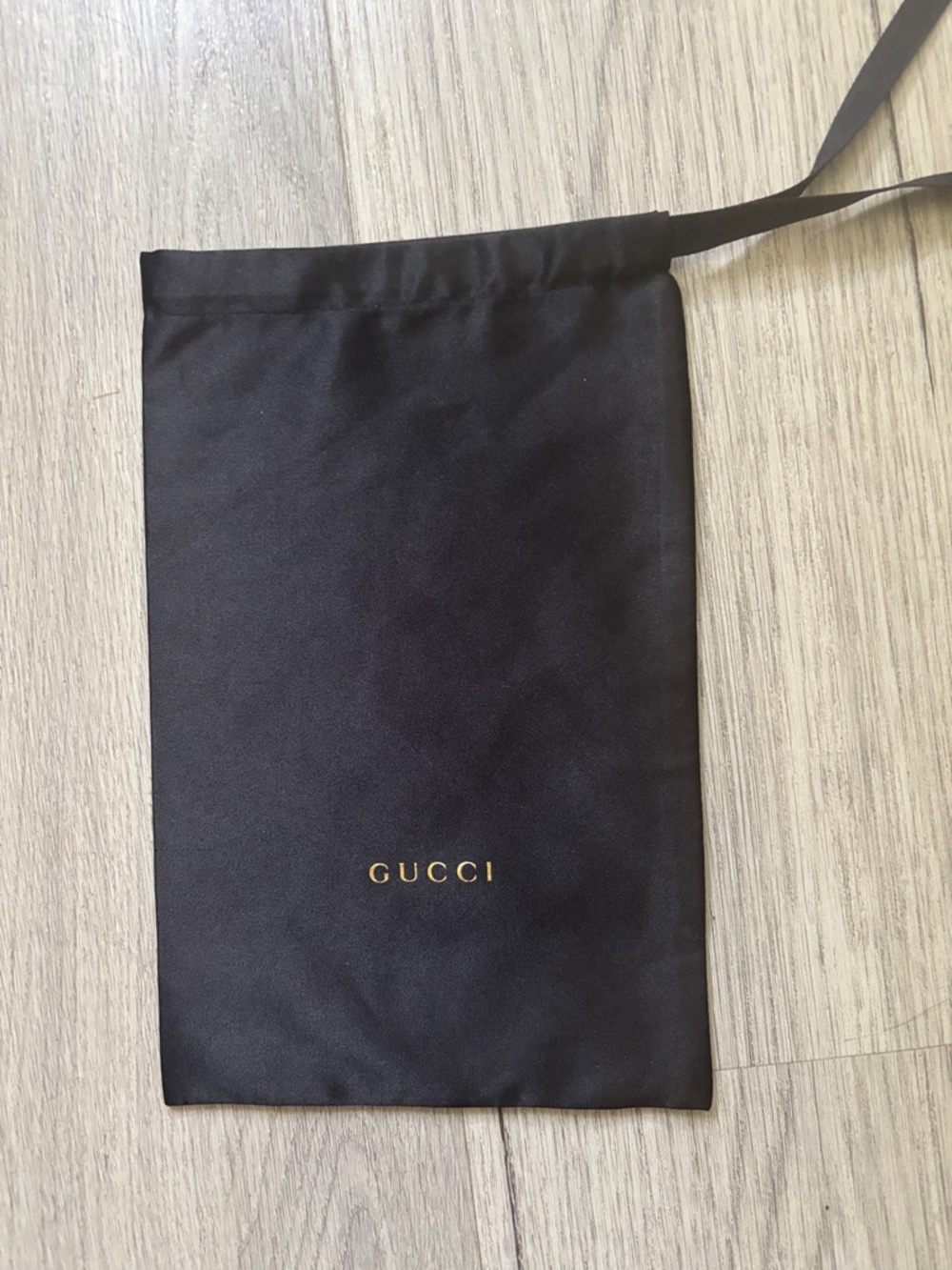 Gucci Black Drawstring Dust Pouch with Gold Logo